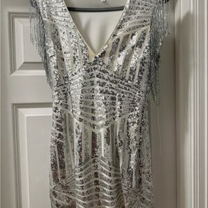 Superdown Silver Sequin Dress